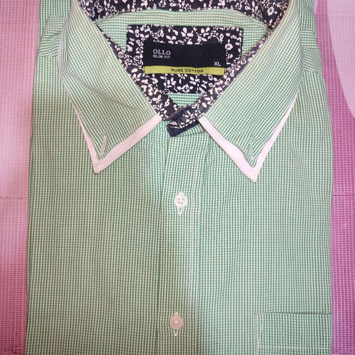 OLLO SLIM FIT KEMEJA PRIA [HIJAU MUDA]