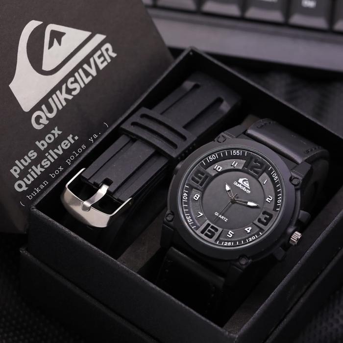 [WILL] GROSIRAN JAM TANGAN QUIKSILVER + RUBBER TL2146 TALI KULIT - JAM TANGAN PRIA INCLUDE BOX ORIGI