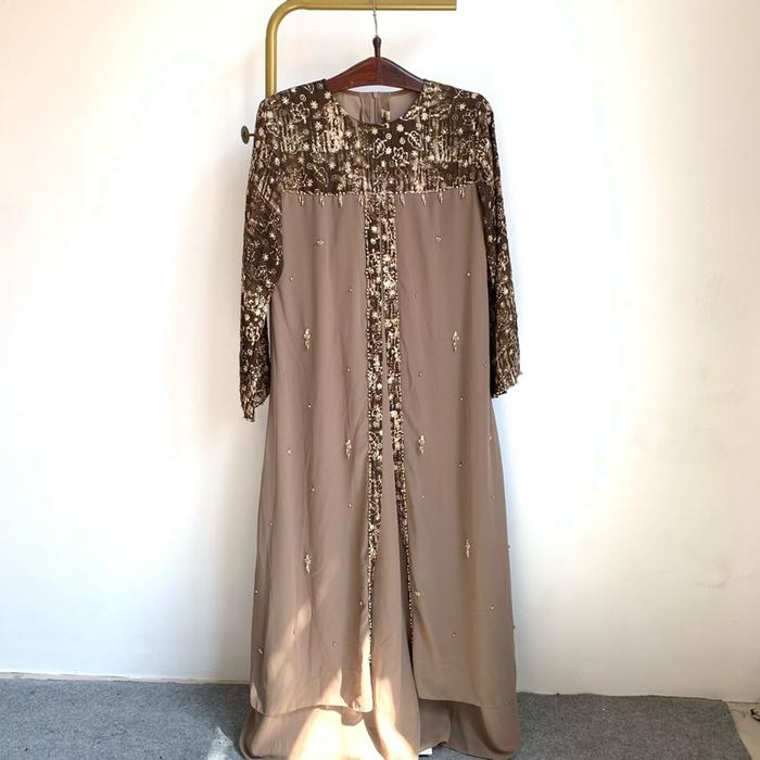 Qonita Batik Gaun Maheswa Sogan - Gaun Batik Klasik Sogan Motif