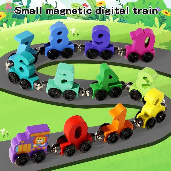 Malaikat heppy Mainan Anak Kereta Api Roda Angka / Mainan Edukasi Kereta Api Beroda 1-10 Magnet / Ma