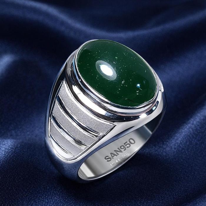 Cincin Pria Perak Ikat Batu Akik Permata Emban Waluhan EB433