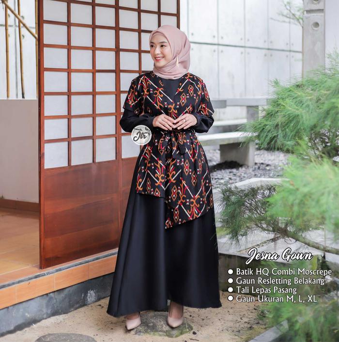 Gaun Jesna Goun Anak Remaja dan Dewasa Kombinasi Batik Katun Rose Moscrepe Original Jlantir - Lebara