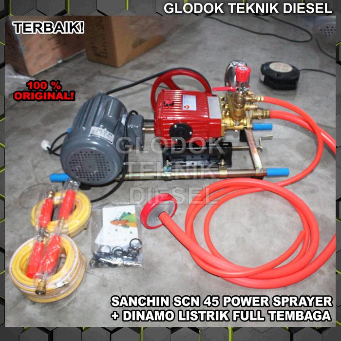Sanchin Mesin Power Sprayer SCN 45 + Dinamo Listrik Full Tembaga 3 & 1 Phase Paket Lengkap ORIGINAL 