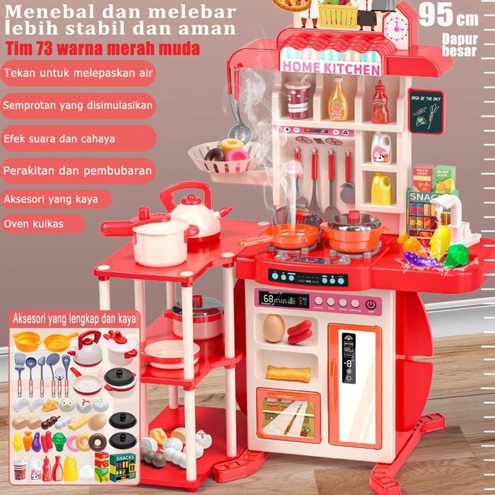 95CM Mainan Kitchen Set Jumbo Wastafel Mainan Dapur Anak Spraying Mist Kitchen Set Masak Masakan Ma