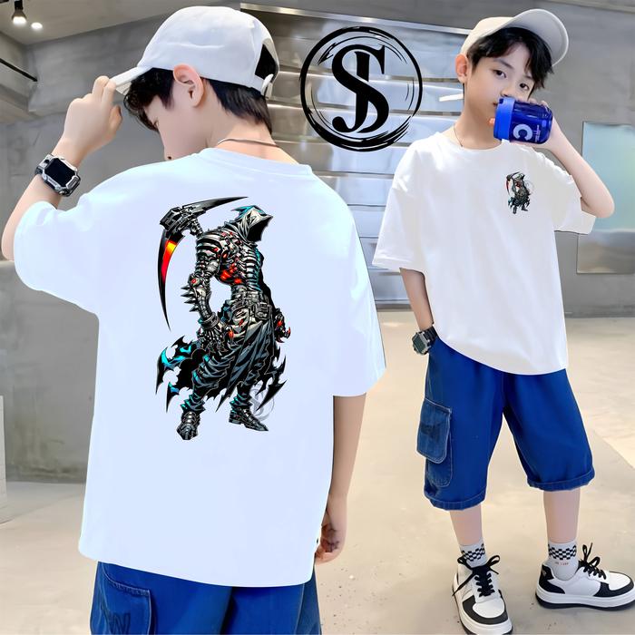 KAOS ANAK GAMBAR MALAIKAT GRIM REAPER ANGEL OF DEATH LENGAN PENDEK LAKI LAKI PEREMPUAN USIA 3-15 TAH