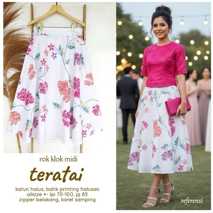 Rok batik. Rok batik midi. Rok batik kerja. Rok batik kondangan. Rok batik encim. Batik encim