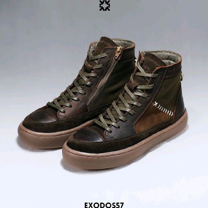 EXODOS57 - Sepatu Kulit Pria Sneakers - Samsara Dark Brown Shoes Casual Sehari