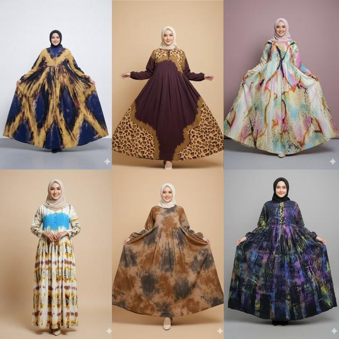 Gamis Twill New Motif september ori bg collection Wanita Kancing Rayon Pekalongan