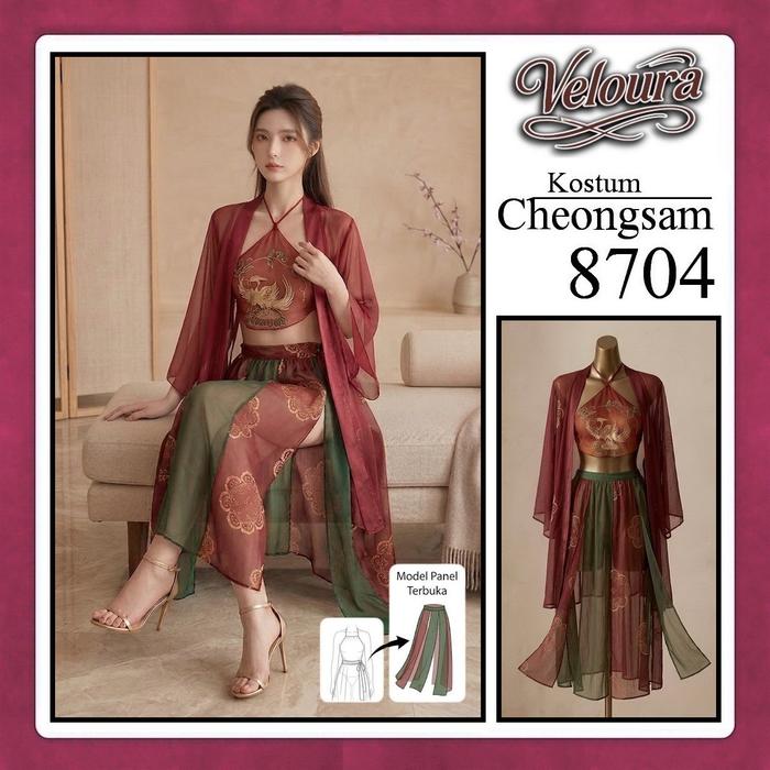 Veloura Pakaian Chongsam Mini - 8704 - Kostum Lingerie Sexy Dress model Baju China Cheongsam