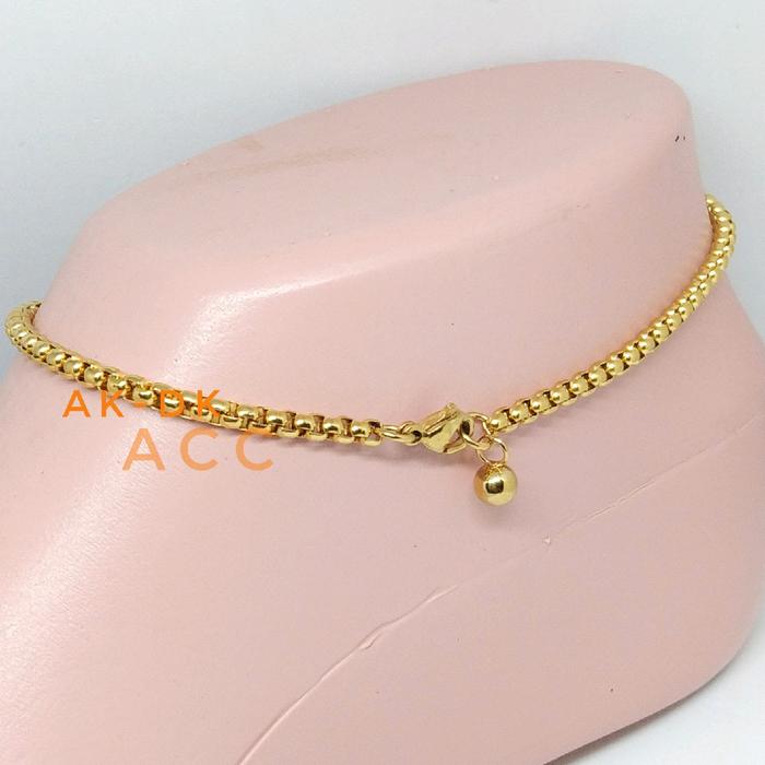 Gelang Kaki Cewek perempuan Rantai bulat simple Titanium
