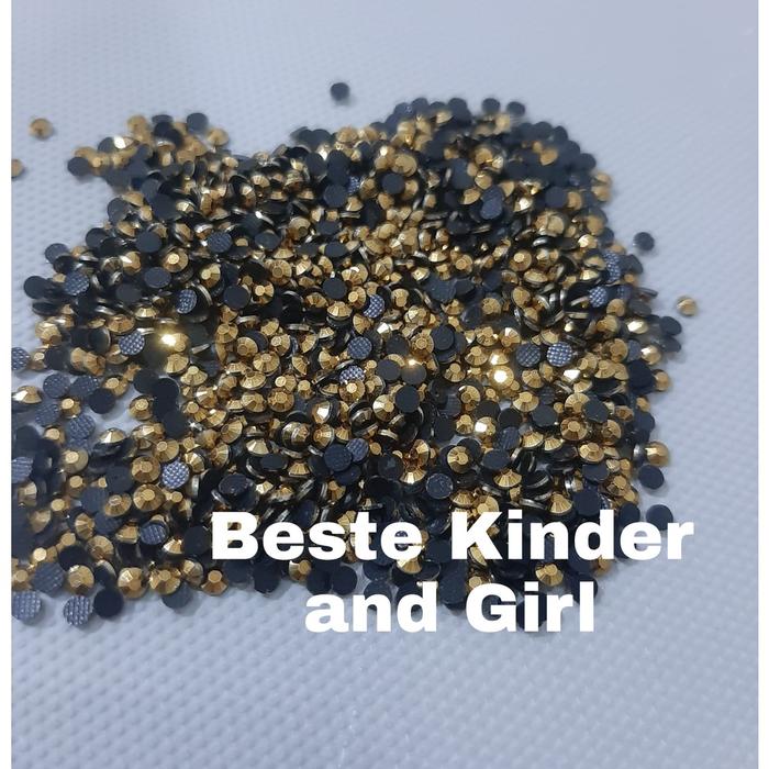 Hotfix Hot Fix Payet Hitam Super Premium Gold Emas Mote Kristal Rhinestone Diamond Swaroski Tempel G