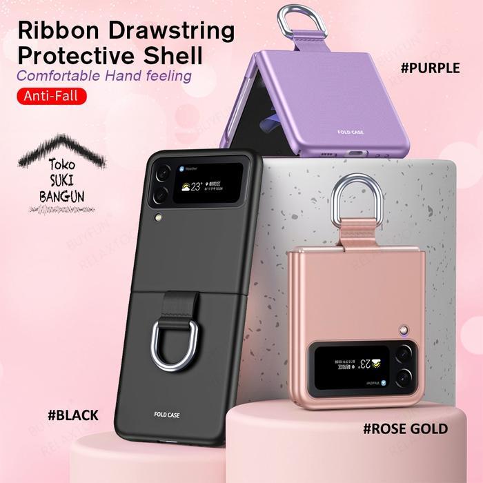Case untuk Samsung Galaxy Z Flip4 Flip 4 5G COATED Plating Keyring Casing Cover Pouch Protector ZFL4