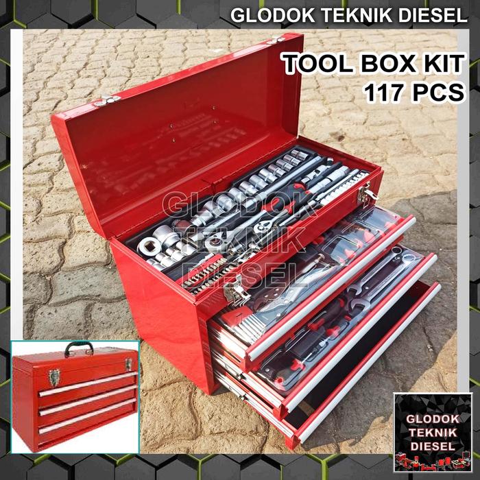 WIPRO 1/4" & 1/2" Tool Box Kit Set TS 117 PCS METRIC LENGKAP BENGKEL