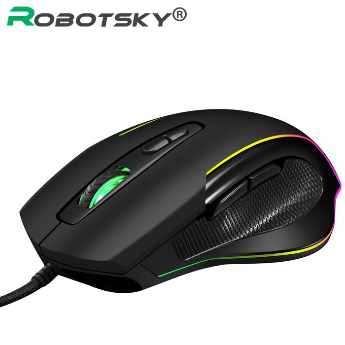 Wired Gaming Mouse LED 6400 DPI USB Computer Mouse Gamer RGB Mice X7
