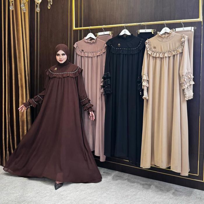 Dress ceruty polos variasi mutiara original shellasaukia