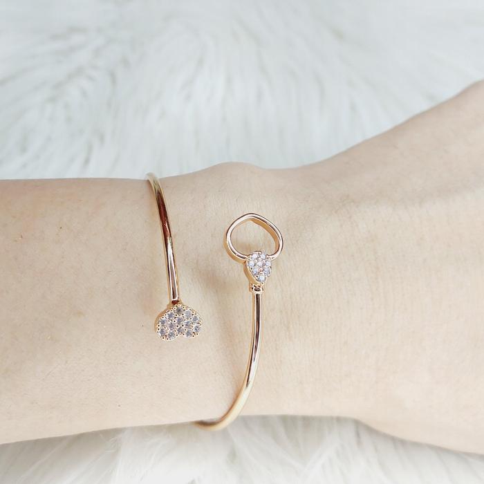 gelang bangle HATI bulat fleksibel GLB036 awet aman trend bangle paku mata premium