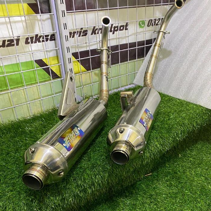 knalpot ZIMO RACING ful stainles 5TL series inlet 38mm moncong sijiro out 45mm FREE LEHERAN  MIO SMI