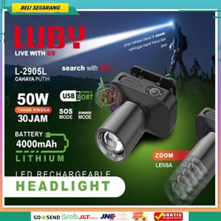 Senter Kepala ZOOM LUBY / aoki3685/HEADLAMP ZOOM LUBY L2905/L-2905/2905 CAHAYA PUTIH