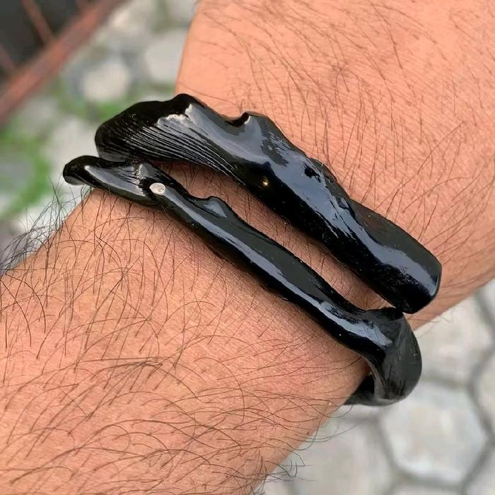 Gelang akar bahar hitam natural asli Papua tangan glang