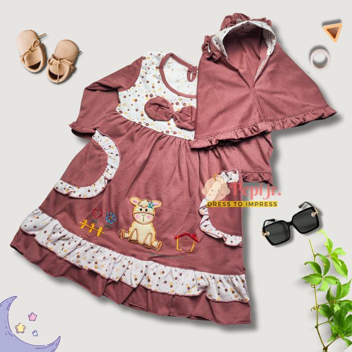 Pepi Jr - Baju Gamis muslim anak perempuan 1-2 tahun murah Ms-04 Lebaran Cewek