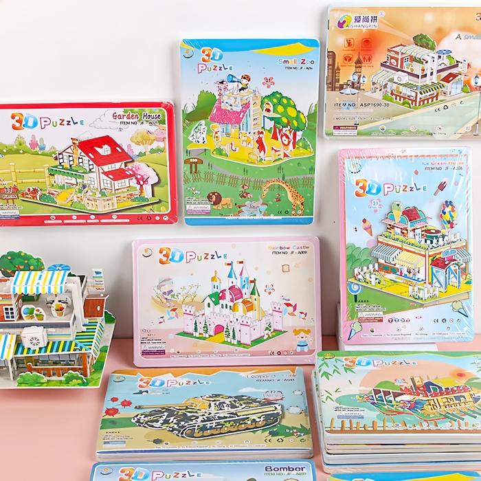 3D Puzzle DIY Mainan Edukasi Puzzle 3D Anak Miniatur DIY Puzzle Paper House
