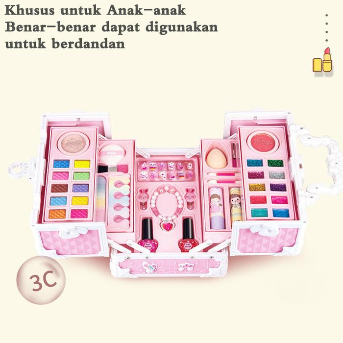 ใ100% ใChildren Pretend Plays Princess Make Up Kit Set Mainan Make Up Anak Dengan Fungsi - Kado Anak