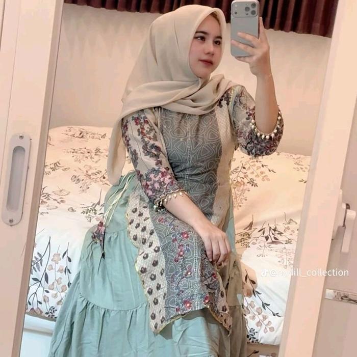 Gamis Hindi KW Anarlidah Sage Standar & Jumbo