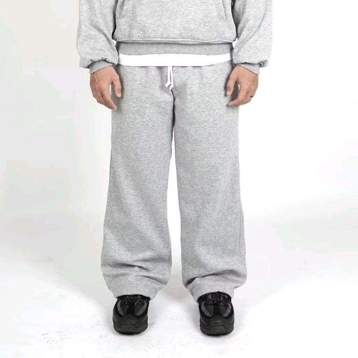 Celana Sweatpants Loose Baggy Pants Fleece Grey Misty Vast