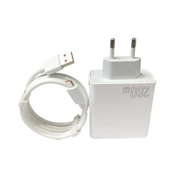 Charger 280W For C75 Untuk Android Batok Adaptor + Kabel Data Type C & Micro /V8 Support Fast Chargi