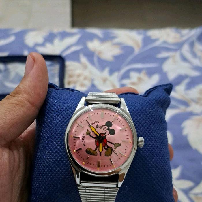 jam tangan hmt watch disney mickey mouse limited edition movement manual wind automatic dial salmon 