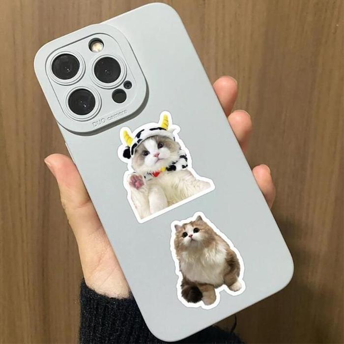 100Pcs Sticker Pack Meme Kucing Anjing Lucu Aesthetic Paper Vinyl Waterproof Dekorasi Stiker Laptop