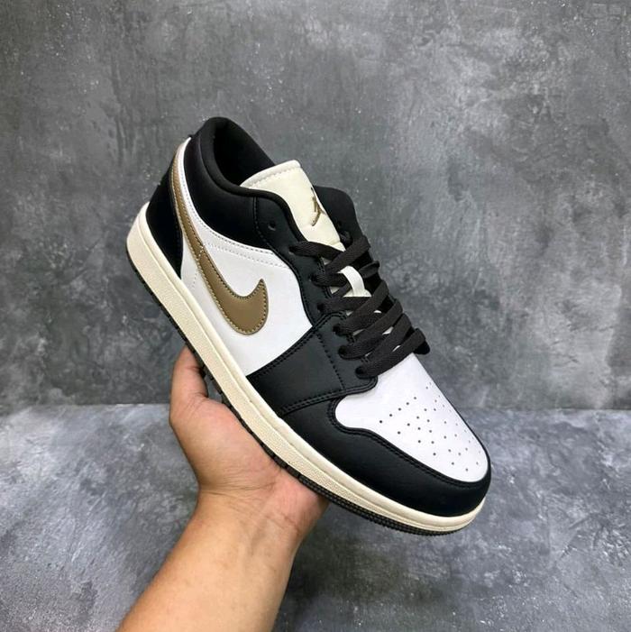 SEPATU SNEAKERS PRIA AJ LOW BLACK MOCCA kombinasi putih