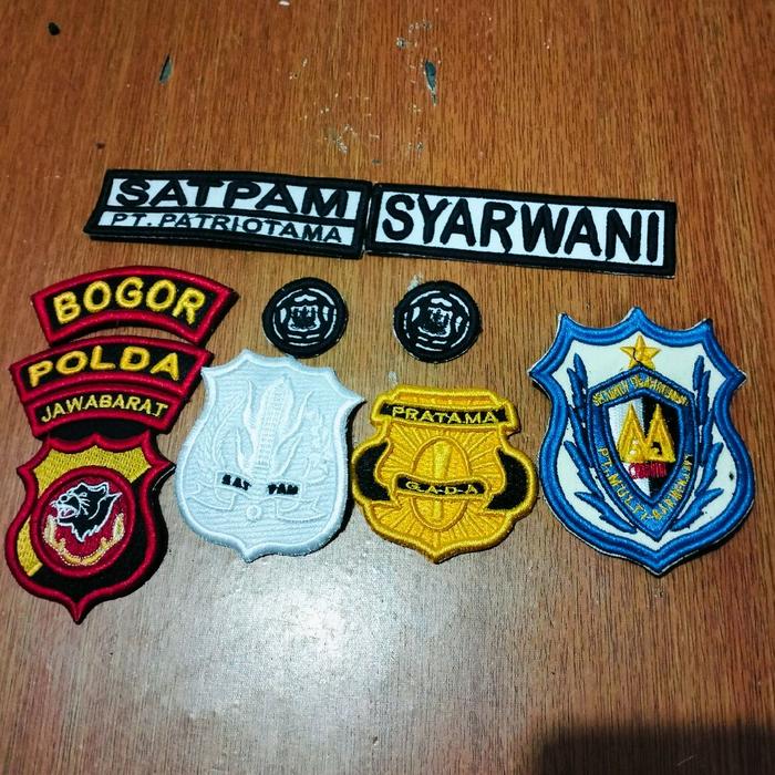 atribut satpam pdl bordir komputer timbul 3d bisa request nama dan Polda atau tanda+ logo perusahaan