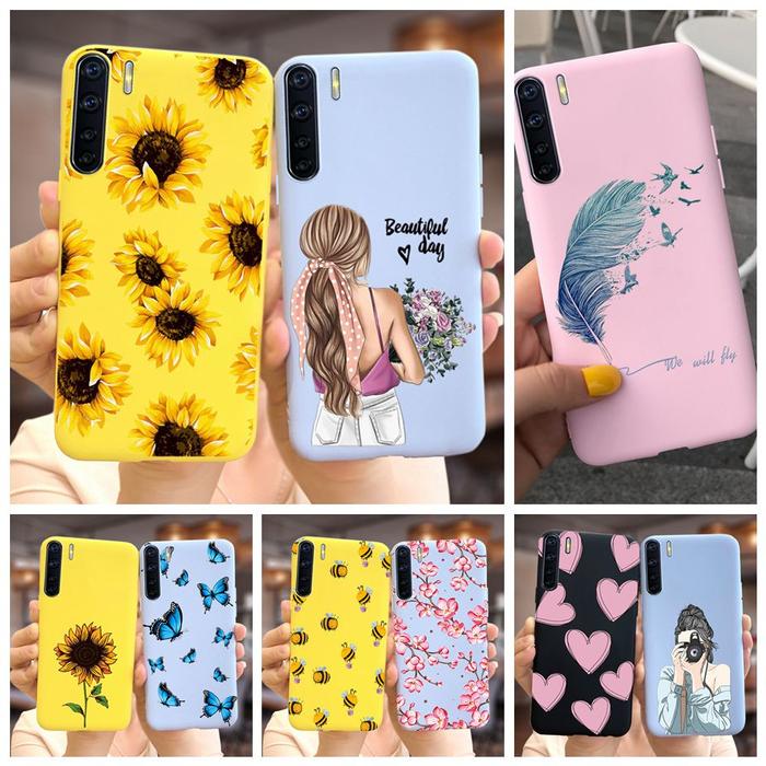 For Oppo A91 Case OppoA91 OppoF15 Soft Silicone Beautiful Sunflower