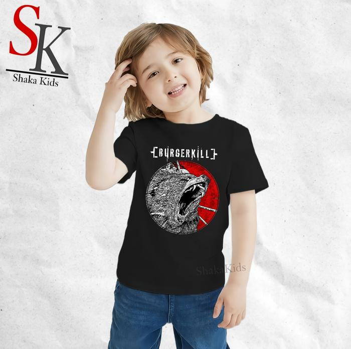 ShakaKids Fashion Atasan Baju Anak Band Music Burgerkill Adamantine Lengan Pendek Hitam Cotton Comba