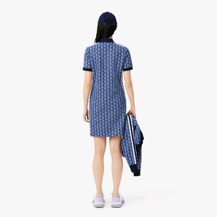 Lacoste Women'S Slim Fit Monogram Jacquard Polo Dress Wanita