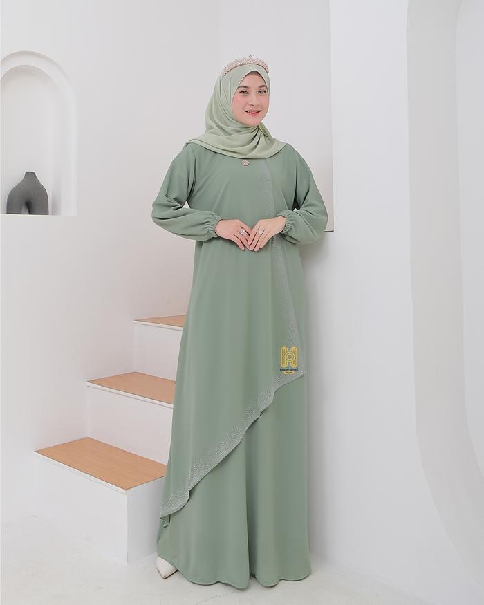 Gamis Malaysia Glarisa Ceruty Babydoll Premium mix Swaroski - Gamis Wanita Muslimah Mewah dan Elegan