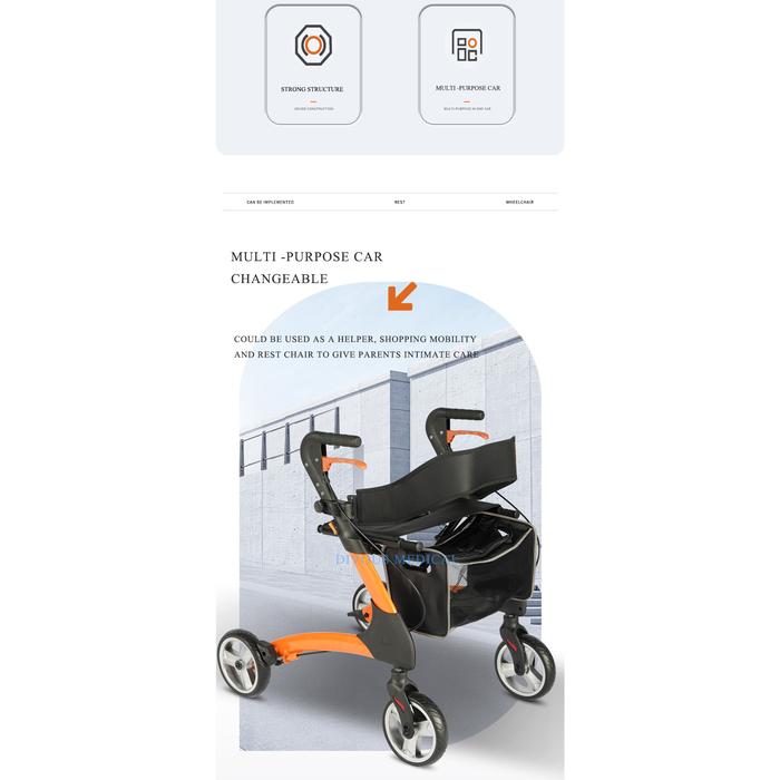 Hot Sale Aluminum Alloy Folding  Rollator 4 Wheel Walker Rollator