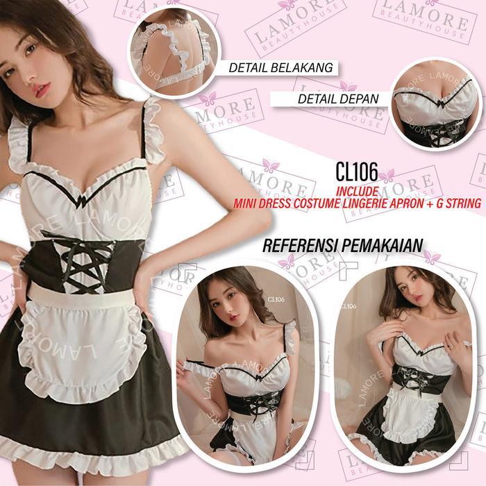 Termurah !! Lingerie Costume Maid Costume Pelayan Full Set Cute Dress Pure Lovely Maid Jumbo Size M 