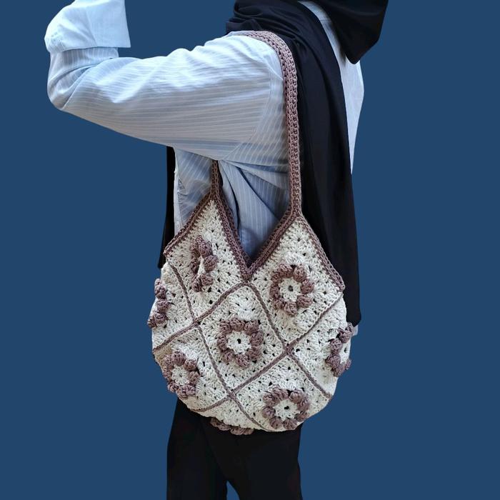 shoulder bag rajut GrizelleStyle lucu motif bunga