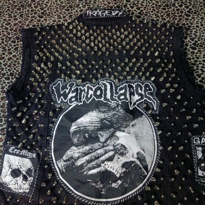 VEST PUNK | JAKET PUNK CUSTEM SPIK* 77 | VEST DENIM PUNK HITAM | Size L fit M | ROMPI PUNK