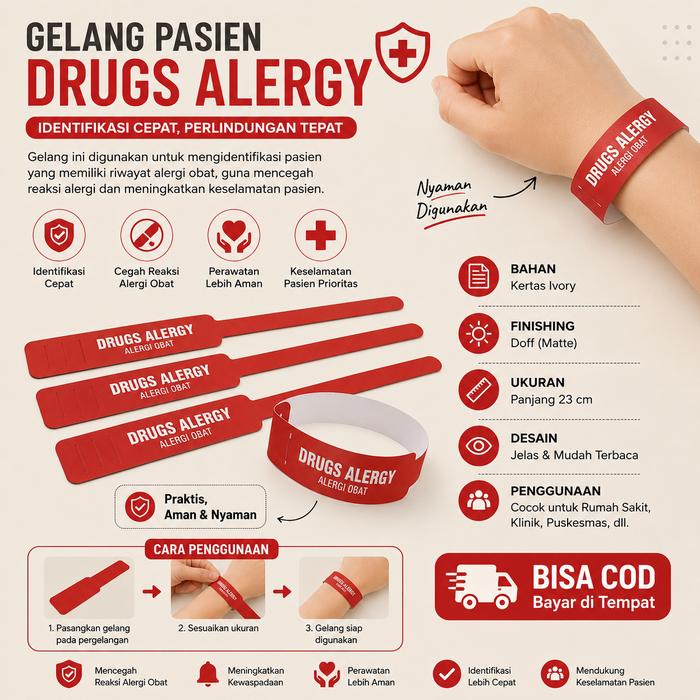 Gelang Pasien Drugs Alergy - Gelang Pasien Alergi Obat