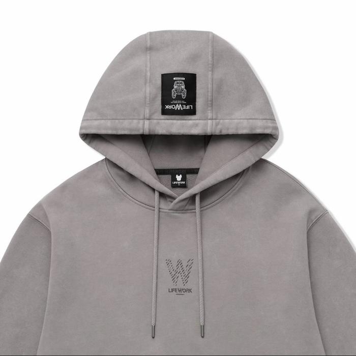 LIFEWORK - Vintage Graphic W Logo Hoodie - Man Light Grey - Hoodie Tops Warna Abu (100% Original)