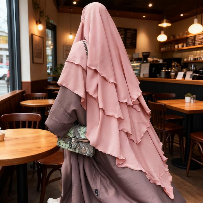 Long Khimar Ramadan Eid Muslim 3 Layers Long Hijab Headcarf Women One Piece  Jubha Islamic Overhead 
