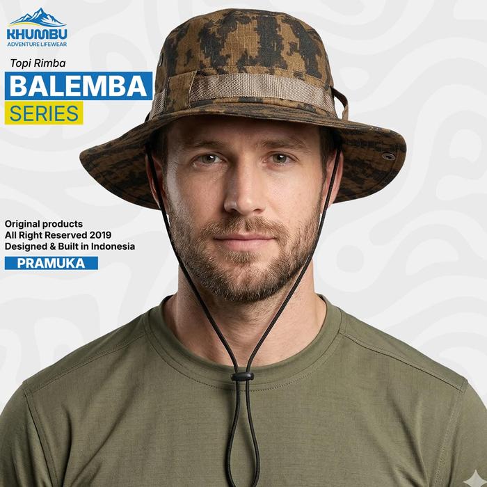 KHUMBU - Topi Cowboy Balemba Series Motif PRAMUKA | Topi Pendaki Corak Loreng Militer | Jungle Hat