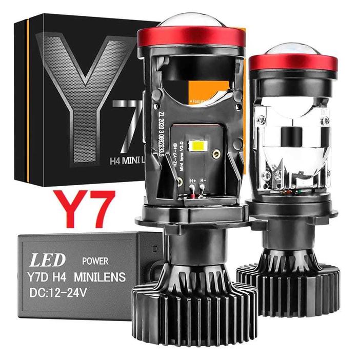 Mini Projie Y7D Lampu LED Super Terang Y11 H4 50/80/120/150watt Headlamp Lensa Proyektor Y7