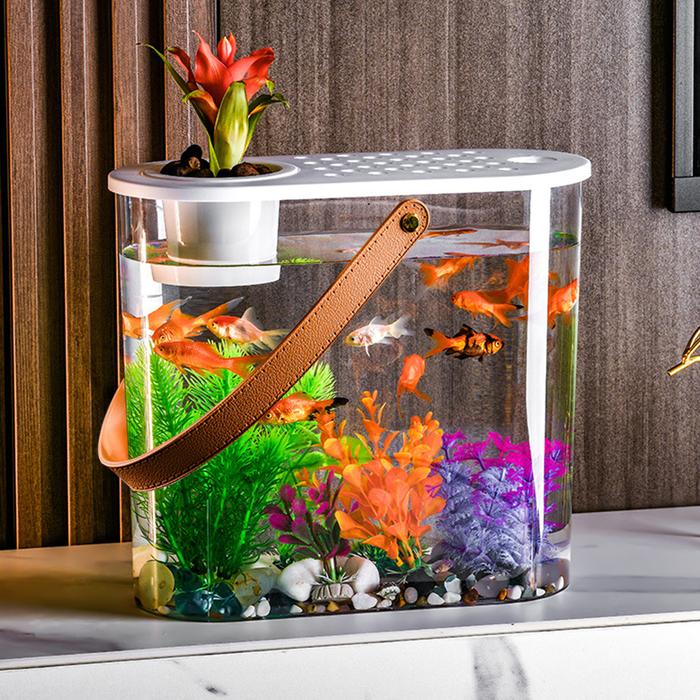 Plastic Tabletop Fish Tank Shatterproof Clear Table Fish Bowl Soil