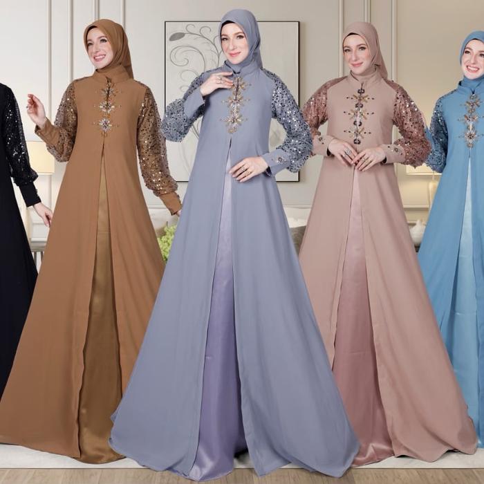 Dress outer nurhaliza 2+hijab by js collection Gamis Wanita Muslim Panjang Nyaman Dewasa