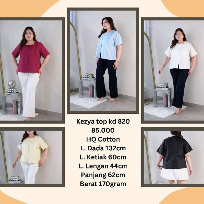 Kezya Bigsize Top kd 820 | Atasan Kemeja Katun Jumbo Viral