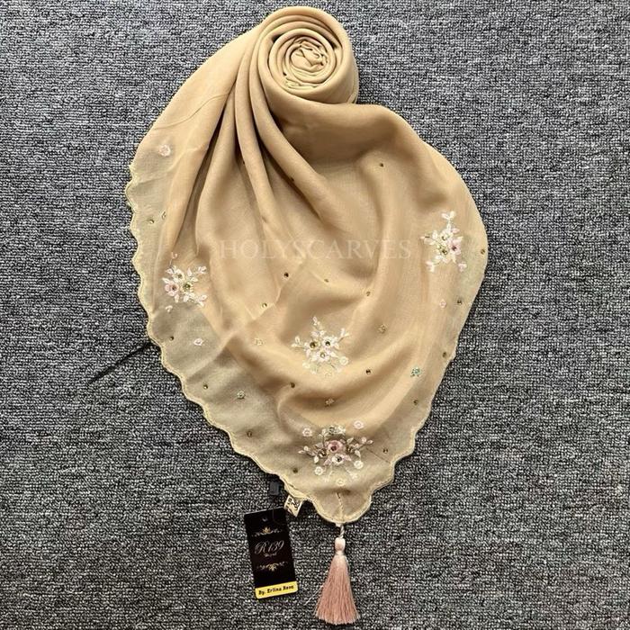 Kerudung Segiempat Paris Bordir Lamela Series by R139 Hijab Original Square Premium